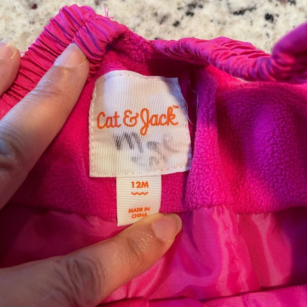 Cat &‎ Jack Baby Girls Pink Snow Bib Overalls Ski Pants 12 Months